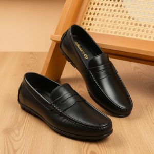 Genuine Leather Loafer For Men ! Black Shattle ! – L113