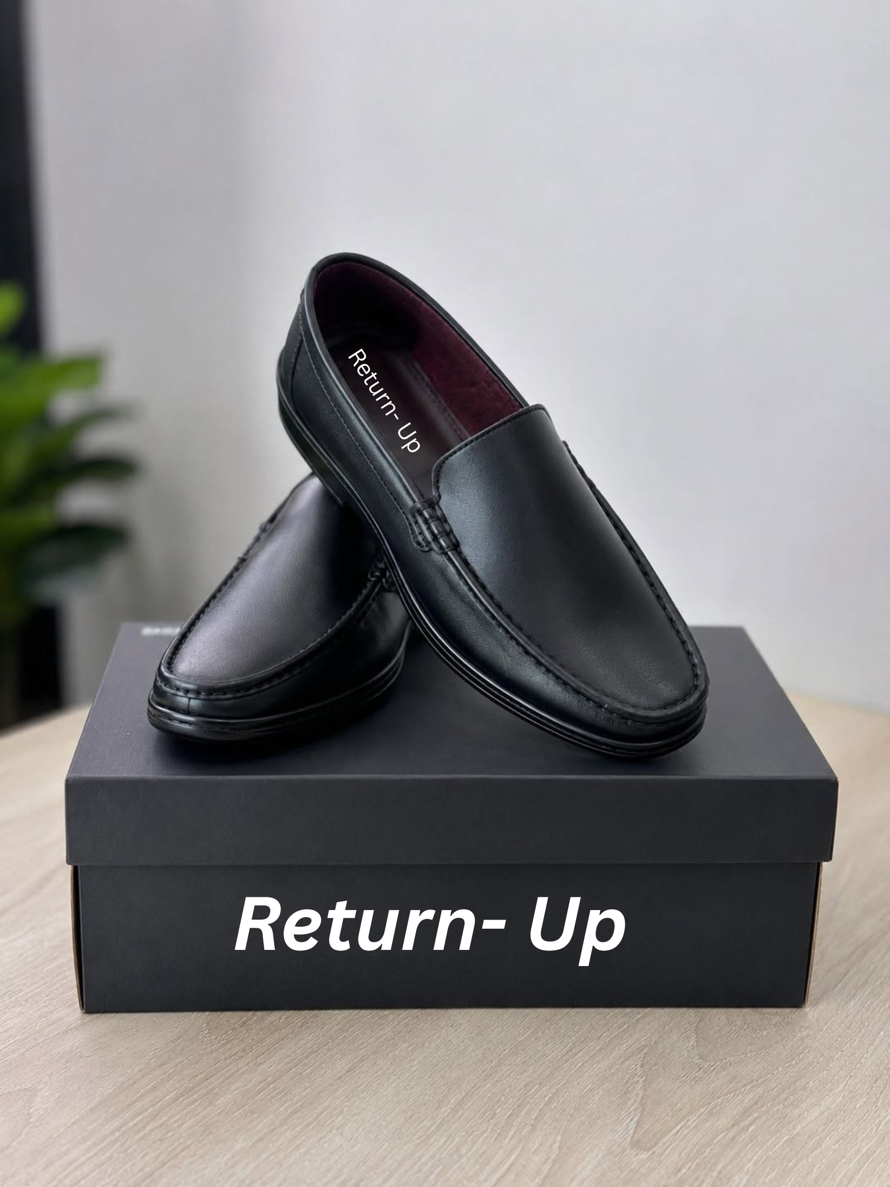 Genuine Leather Loafer For Men ! Plain Black ! – L111